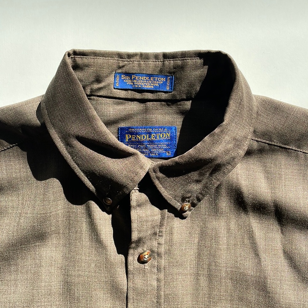 Men’s Size Large Pendleton Virgin Wool Button Up In Brown